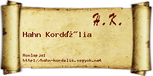 Hahn Kordélia névjegykártya
